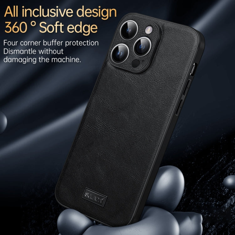 For iPhone 16 Plus SULADA Shockproof TPU Hybrid Handmade Leather Phone Case(Black) - iPhone 16 Plus Cases by SULADA | Online Shopping UK | buy2fix