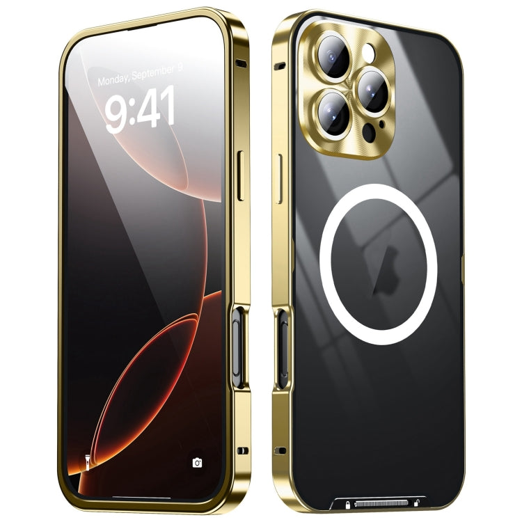 For iPhone 16 Pro Frosted MagSafe Magnetic Metal Phone Case(Gold) - iPhone 16 Pro Cases by buy2fix | Online Shopping UK | buy2fix