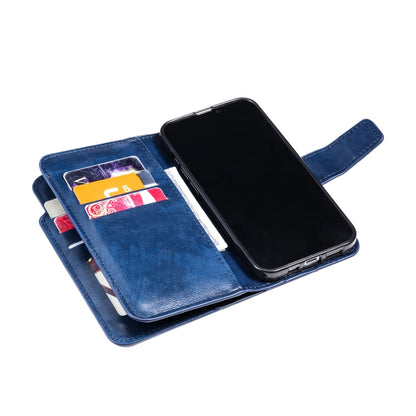 For iPhone 16 Pro Max Tri-Fold 9-Card Wallets Leather Phone Case(Blue) - iPhone 16 Pro Max Cases by buy2fix | Online Shopping UK | buy2fix