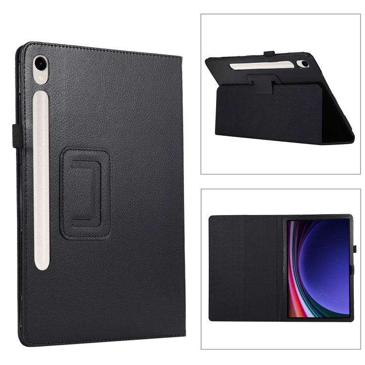 For Samsung Galaxy Tab S9+ Litchi Texture Leather Tablet Case with Holder(Black) - Other Galaxy Tab PC by buy2fix | Online Shopping UK | buy2fix