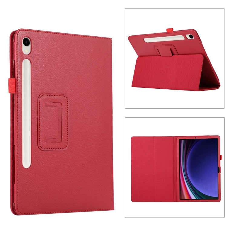 For Samsung Galaxy Tab S9+ Litchi Texture Leather Tablet Case with Holder(Red) - Other Galaxy Tab PC by buy2fix | Online Shopping UK | buy2fix