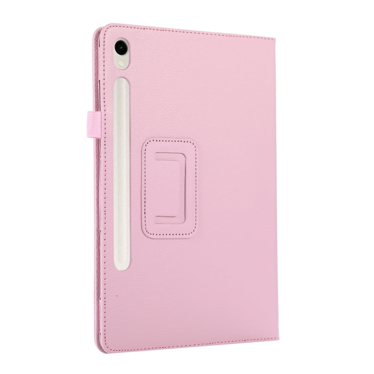 For Samsung Galaxy Tab S9 Ultra Litchi Texture Leather Tablet Case with Holder(Pink) - Other Galaxy Tab PC by buy2fix | Online Shopping UK | buy2fix