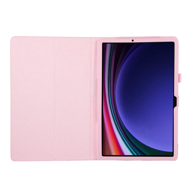 For Samsung Galaxy Tab S9 Ultra Litchi Texture Leather Tablet Case with Holder(Pink) - Other Galaxy Tab PC by buy2fix | Online Shopping UK | buy2fix