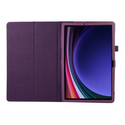 For Samsung Galaxy Tab S9 Ultra Litchi Texture Leather Tablet Case with Holder(Purple) - Other Galaxy Tab PC by buy2fix | Online Shopping UK | buy2fix