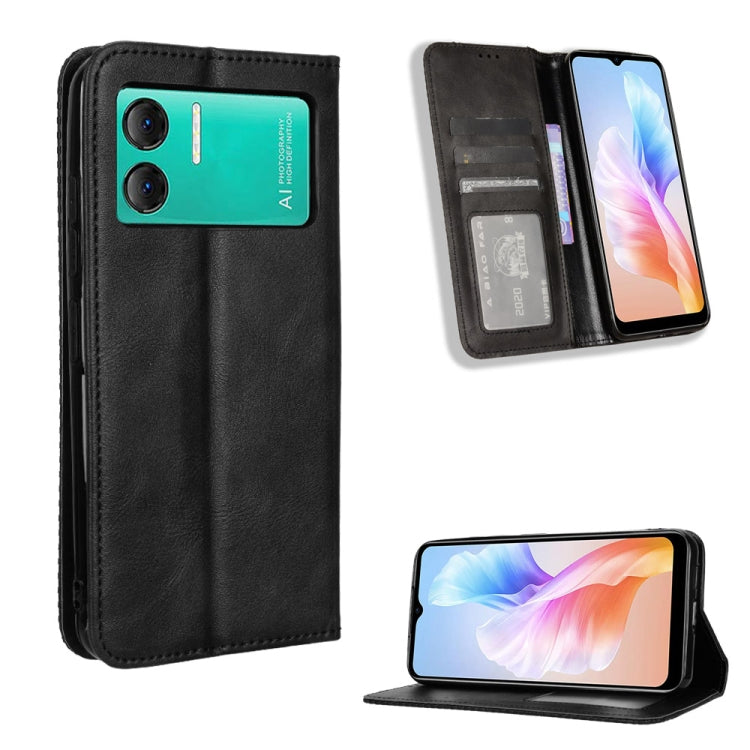 For Doogee X98 Magnetic Buckle Retro Texture Leather Phone Case(Black) - More Brand by buy2fix | Online Shopping UK | buy2fix