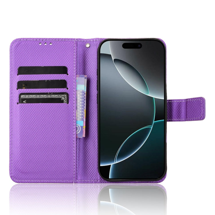 For iPhone 16 Pro Max Diamond Texture Leather Phone Case(Purple) - iPhone 16 Pro Max Cases by buy2fix | Online Shopping UK | buy2fix