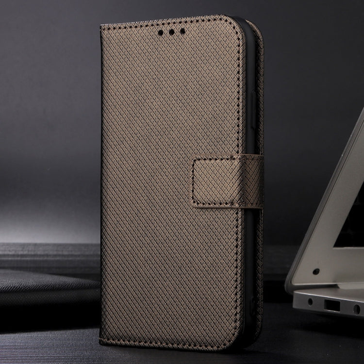 For iPhone 16 Diamond Texture Leather Phone Case(Brown) - iPhone 16 Cases by buy2fix | Online Shopping UK | buy2fix