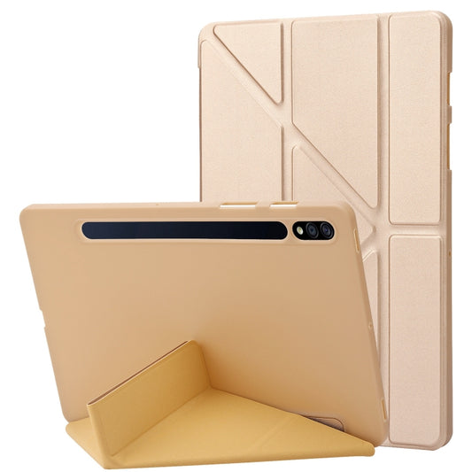 For Samsung Galaxy Tab S9+ Deformation Silicone Leather Tablet Case(Gold) - Galaxy Tab S9+ Cases by buy2fix | Online Shopping UK | buy2fix