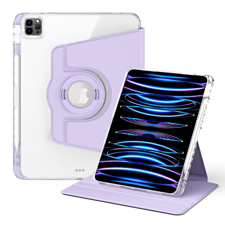 For iPad Air 13 2024 / Pro 12.9 2022 360 Rotation Detachable Clear Acrylic Leather Tablet Case(Light Purple) - iPad Pro 12.9 (2022/2021) Cases by buy2fix | Online Shopping UK | buy2fix