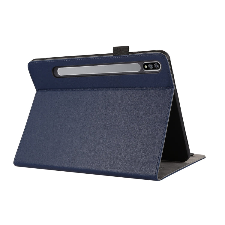 For Samsung Galaxy Tab S9 / S8 / S7 Litchi Texture Leather Sucker Tablet Case(Dark Blue) - Other Galaxy Tab PC by buy2fix | Online Shopping UK | buy2fix