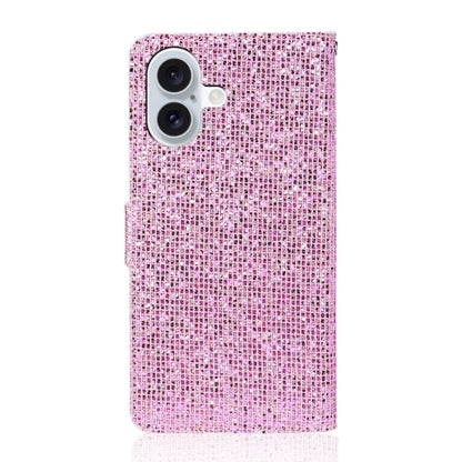 For iPhone 16 Plus Glitter Powder Filp Leather Phone Case(Pink) - iPhone 16 Plus Cases by buy2fix | Online Shopping UK | buy2fix