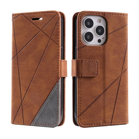 For iPhone 16 Pro Skin Feel Splicing Leather Phone Case(Brown) - iPhone 16 Pro Cases by buy2fix | Online Shopping UK | buy2fix