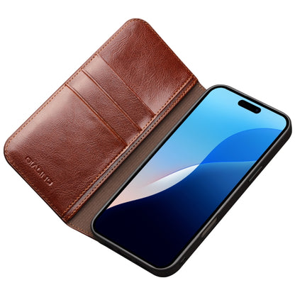 For iPhone 16 QIALINO Classic Genuine Leather Phone Case(Brown) - iPhone 16 Cases by QIALINO | Online Shopping UK | buy2fix