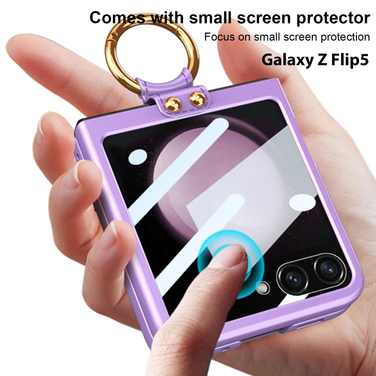 For Samsung Galaxy Z Flip5 GKK Integrated Ultra-thin PC Ring Holder Phone Case(Purple) - Galaxy Z Flip5 Cases by GKK | Online Shopping UK | buy2fix