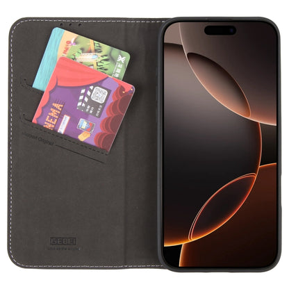 For iPhone 16 Pro Max GEBEI Top-grain Horizontal Flip Leather Phone Case(Black) - iPhone 16 Pro Max Cases by GEBEI | Online Shopping UK | buy2fix