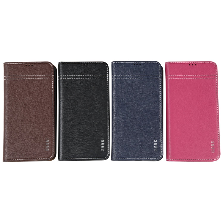 For iPhone 16 GEBEI Top-grain Horizontal Flip Leather Phone Case(Rose Red) - iPhone 16 Cases by GEBEI | Online Shopping UK | buy2fix