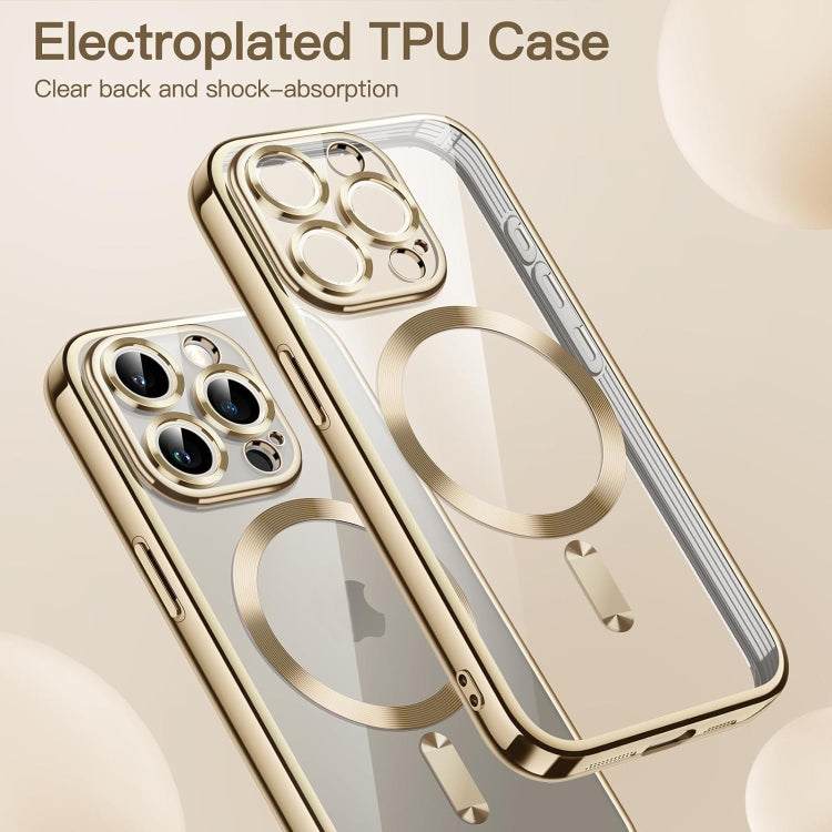 For iPhone 15 Pro Magsafe Magnetic Transparent Electroplated TPU Phone Case(Gold) - iPhone 15 Pro Cases by buy2fix | Online Shopping UK | buy2fix