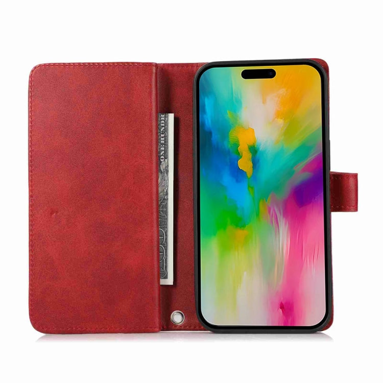 For iPhone 16 Pro Wristband Card Slot Leather Phone Case(Red) - iPhone 16 Pro Cases by buy2fix | Online Shopping UK | buy2fix