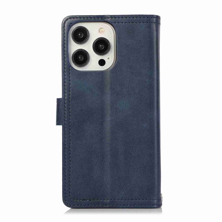 For iPhone 16 Pro Wristband Card Slot Leather Phone Case(Blue) - iPhone 16 Pro Cases by buy2fix | Online Shopping UK | buy2fix