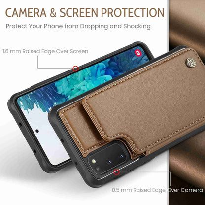 For Samsung Galaxy S20 FE CaseMe C22 Card Slots Holder RFID Anti-theft Phone Case(Brown) - Galaxy S20 FE Cases by CaseMe | Online Shopping UK | buy2fix