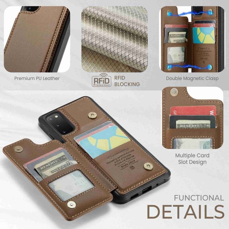 For Samsung Galaxy S20 FE CaseMe C22 Card Slots Holder RFID Anti-theft Phone Case(Brown) - Galaxy S20 FE Cases by CaseMe | Online Shopping UK | buy2fix