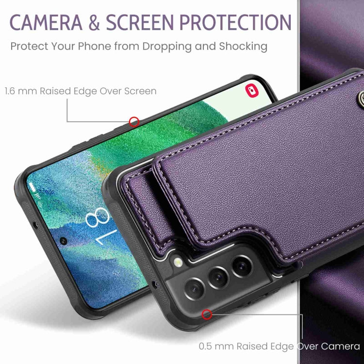 For Samsung Galaxy S21 FE 5G CaseMe C22 Card Slots Holder RFID Anti-theft Phone Case(Purple) - Galaxy Phone Cases by CaseMe | Online Shopping UK | buy2fix