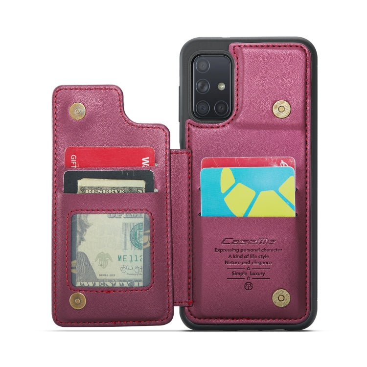 For Samsung Galaxy A51 4G CaseMe C22 Card Slots Holder RFID Anti-theft Phone Case(Wine Red) - Galaxy Phone Cases by CaseMe | Online Shopping UK | buy2fix