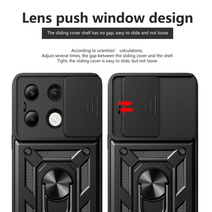 For Xiaomi Redmi Note 13 4G Global Sliding Camera Cover Design TPU Hybrid PC Phone Case(Silver) - Note 13 Cases by buy2fix | Online Shopping UK | buy2fix