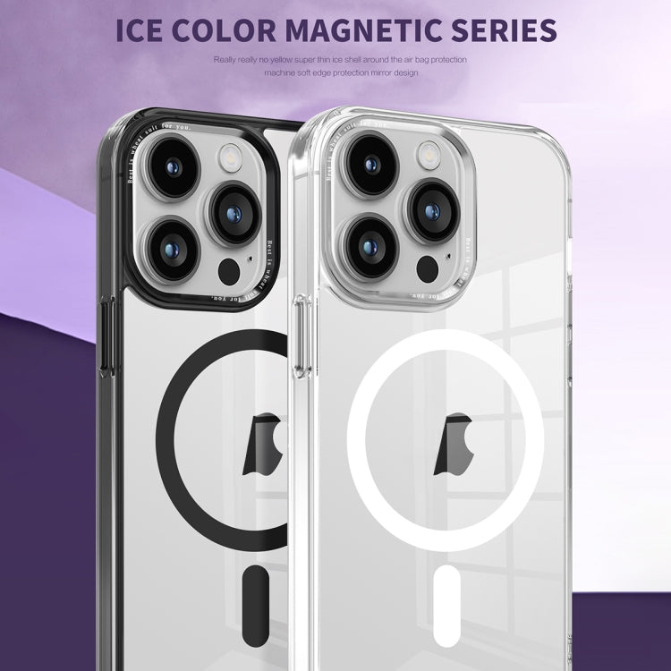 For iPhone 15 Plus Ice Color Magnetic Series PC + Acrylic Magsafe Phone Case(Black) - iPhone 15 Plus Cases by buy2fix | Online Shopping UK | buy2fix