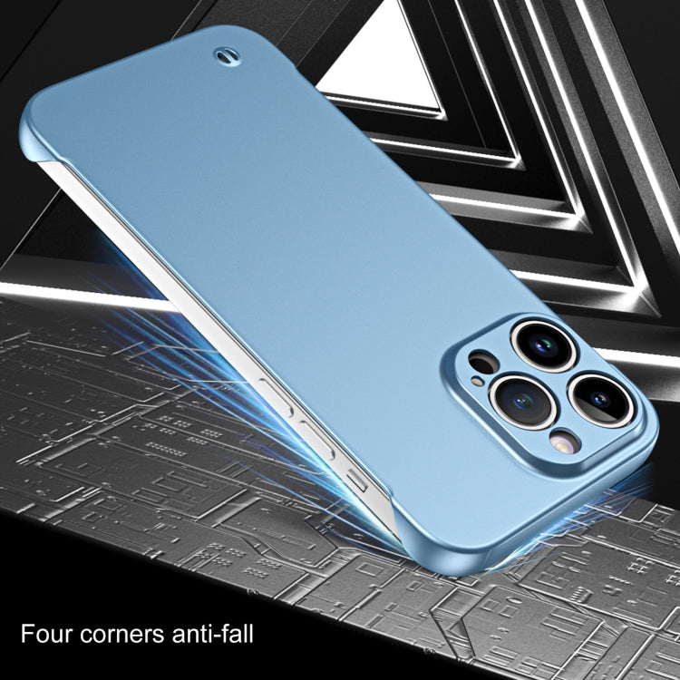 For iPhone 15 Pro Max Frameless Metallic Paint Hybrid PC Phone Case(Sierra Blue) - iPhone 15 Pro Max Cases by buy2fix | Online Shopping UK | buy2fix