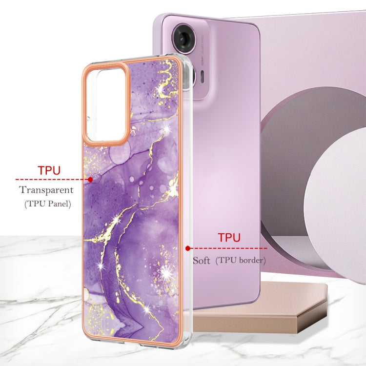 For Motorola Moto G24 4G / G04 4G Electroplating Marble Dual-side IMD Phone Case(Purple 002) - Motorola Cases by buy2fix | Online Shopping UK | buy2fix