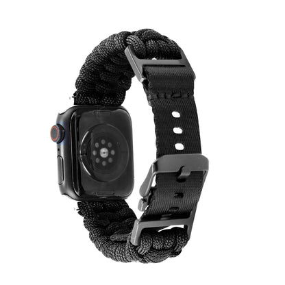 For Apple Watch Ultra 2 49mm Paracord Plain Braided Webbing Buckle Watch Band(Black) - Watch Bands by buy2fix | Online Shopping UK | buy2fix