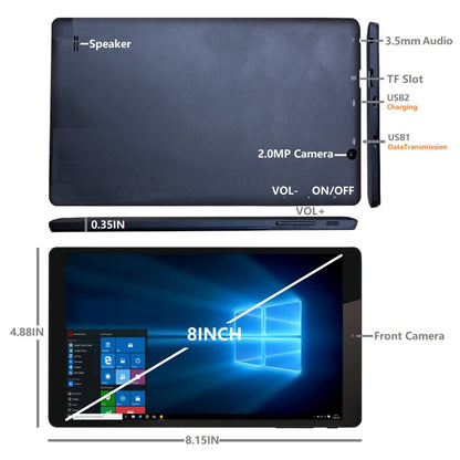 HSD8001 8 inch Tablet PC, 4GB+128GB, Windows 10, Intel Atom Z8300 Quad Core, Support Bluetooth & WiFi(Black) - Other by buy2fix | Online Shopping UK | buy2fix