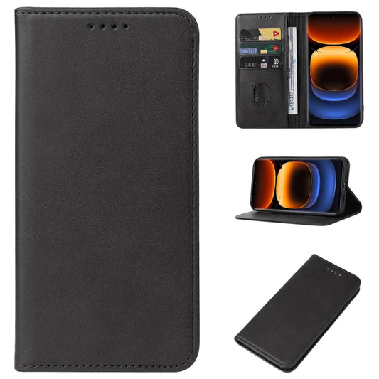 For vivo iQOO 12 Pro Magnetic Closure Leather Phone Case(Black) - iQOO 12 Pro Cases by buy2fix | Online Shopping UK | buy2fix