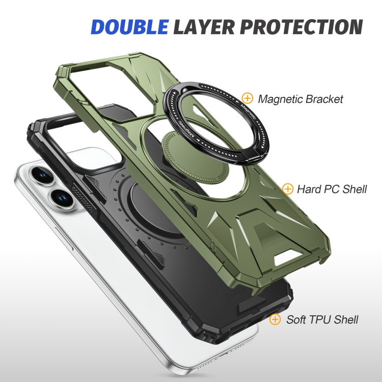 For iPhone 14 Plus MagSafe Magnetic Shockproof Phone Case with Ring Holder(Dark Green) - iPhone 14 Plus Cases by buy2fix | Online Shopping UK | buy2fix