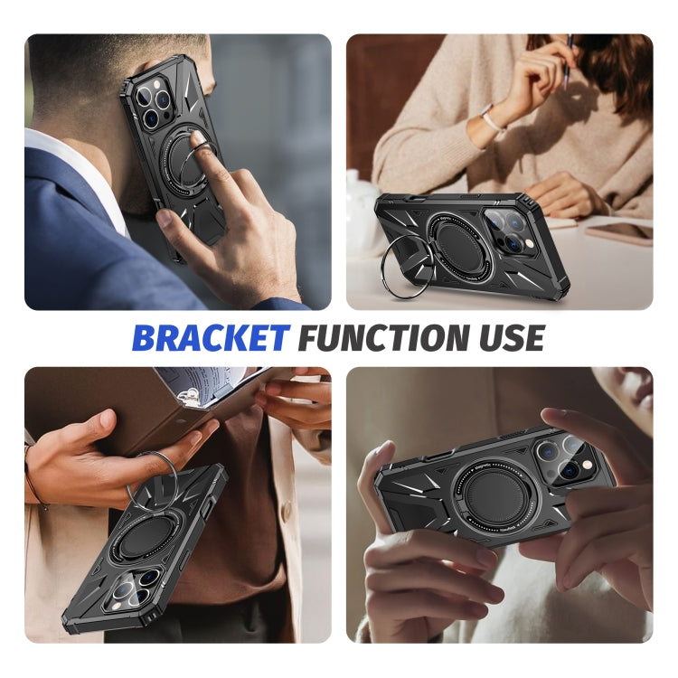 For iPhone 16 Pro Max MagSafe Magnetic Shockproof Phone Case with Ring Holder(Black) - iPhone 16 Pro Max Cases by buy2fix | Online Shopping UK | buy2fix