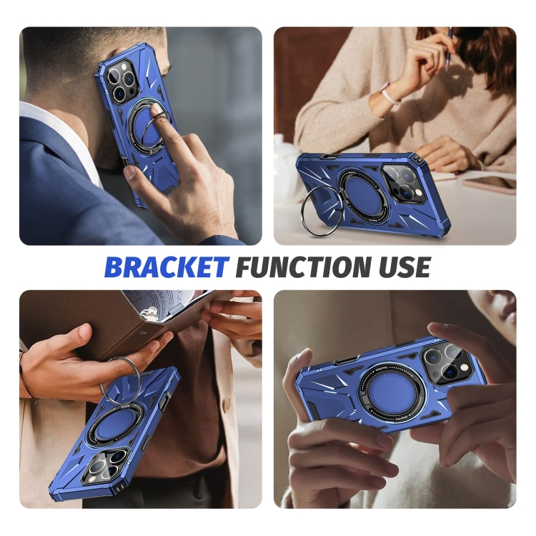 For iPhone 16 Pro MagSafe Magnetic Shockproof Phone Case with Ring Holder(Navy Blue) - iPhone 16 Pro Cases by buy2fix | Online Shopping UK | buy2fix