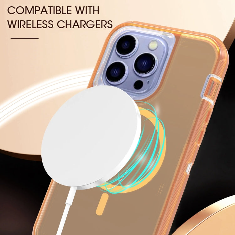For iPhone 15 Plus Shockproof MagSafe Magnetic Phone Case(Transparent Gold) - iPhone 15 Plus Cases by buy2fix | Online Shopping UK | buy2fix