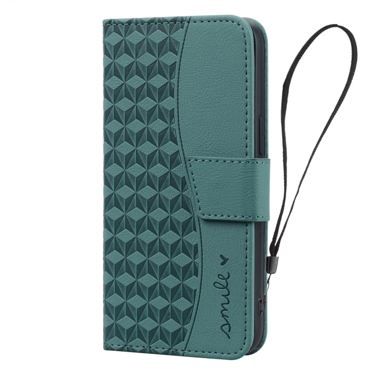 For iPhone 16 Pro Max Business Diamond Buckle Leather Phone Case with Lanyard(Green) - iPhone 16 Pro Max Cases by buy2fix | Online Shopping UK | buy2fix