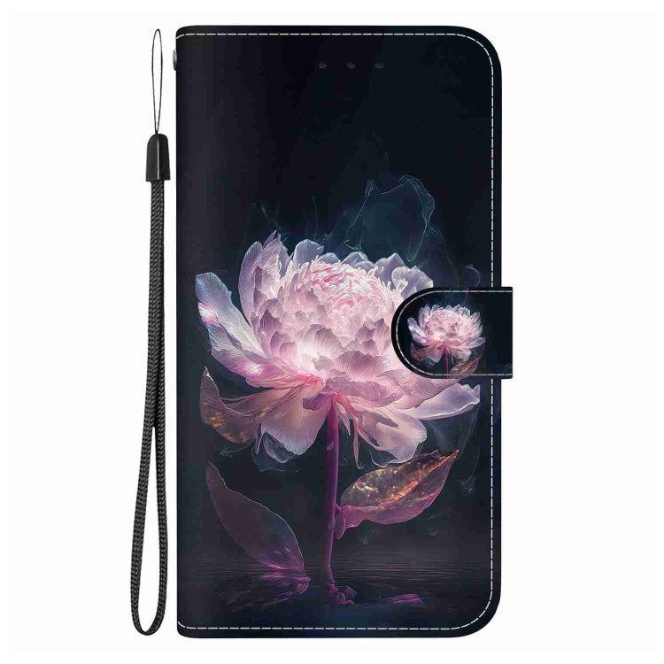 For Samsung Galaxy S22 5G Crystal Texture Colored Drawing Leather Phone Case(Purple Peony) - Galaxy S22 5G Cases by buy2fix | Online Shopping UK | buy2fix