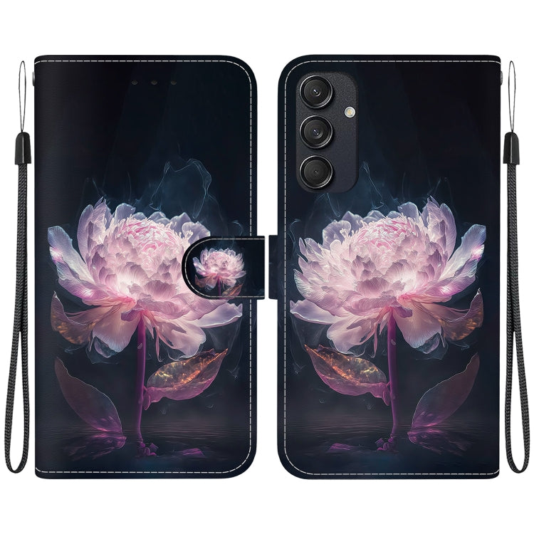 For Samsung Galaxy M55 Crystal Texture Colored Drawing Leather Phone Case(Purple Peony) - Galaxy Phone Cases by buy2fix | Online Shopping UK | buy2fix