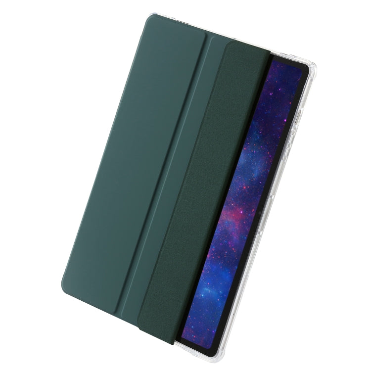 For Samsung Galaxy Tab S9 3-Fold Clear Acrylic Leather Tablet Case(Deep Green) - Galaxy Tab S9 Cases by buy2fix | Online Shopping UK | buy2fix