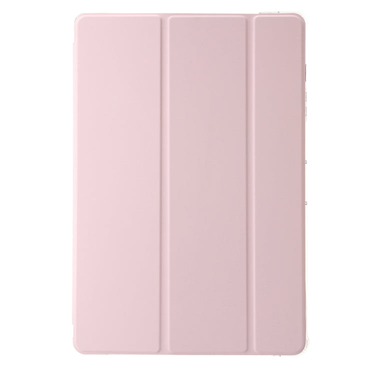 For Samsung Galaxy Tab S9 Ultra/S8 Ultra 3-Fold Clear Acrylic Leather Tablet Case(Pink) - Galaxy Tab S9 Ultra Cases by buy2fix | Online Shopping UK | buy2fix