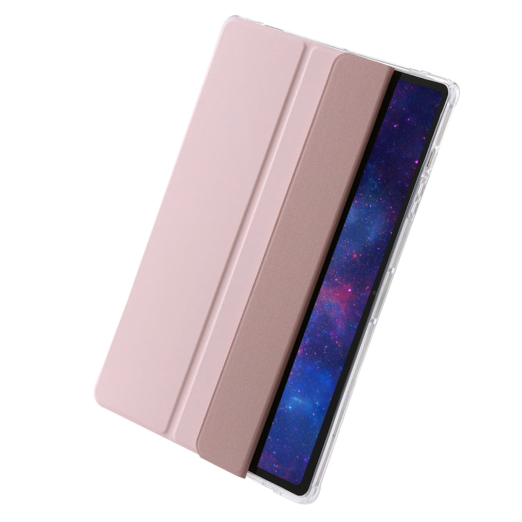 For Samsung Galaxy Tab S9 Ultra/S8 Ultra 3-Fold Clear Acrylic Leather Tablet Case(Pink) - Galaxy Tab S9 Ultra Cases by buy2fix | Online Shopping UK | buy2fix