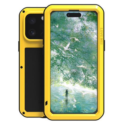 For iPhone 16 Pro Max LOVE MEI Metal Shockproof Life Waterproof Dustproof Phone Case(Yellow) - iPhone 16 Pro Max Tempered Glass by LOVE MEI | Online Shopping UK | buy2fix