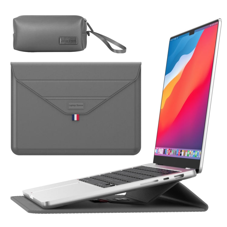 For 15.4/15.6/16.1 inch Envelope Holder Laptop Sleeve Bag with Accessories Bag(Grey) - Other by buy2fix | Online Shopping UK | buy2fix