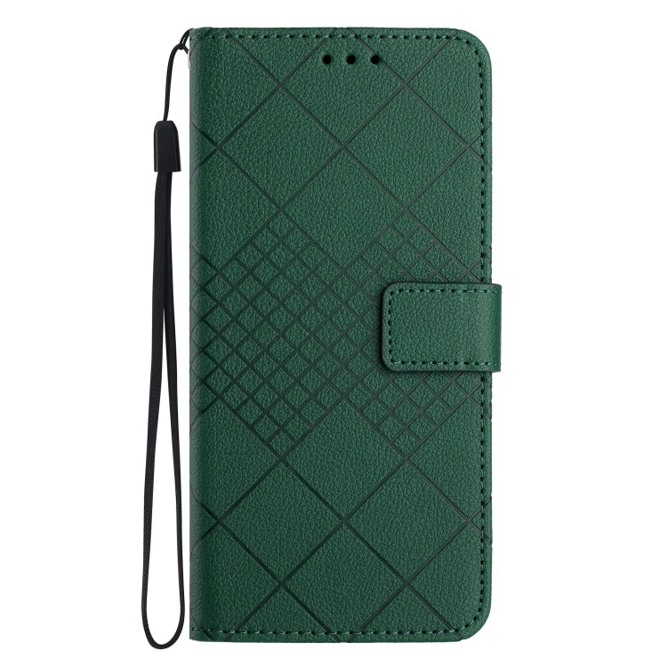 For Samsung Galaxy S22+ 5G Rhombic Grid Texture Leather Phone Case(Green) - Galaxy S22+ 5G Cases by buy2fix | Online Shopping UK | buy2fix