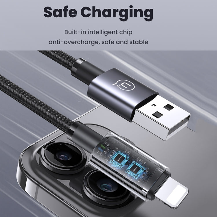 USAMS US-SJ669 USB To 8 Pin 2.4A Fast Charge Data Cable, Length: 2m(Black) - Normal Style Cable by USAMS | Online Shopping UK | buy2fix