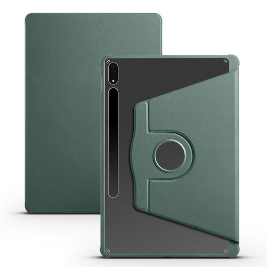 For Samsung Galaxy Tab S8+ X800 Acrylic 360 Degree Rotation Holder Tablet Leather Case(Dark Green) - Galaxy Tab S8+ Cases by buy2fix | Online Shopping UK | buy2fix