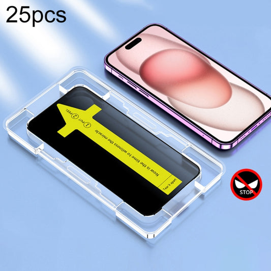 For iPhone 15 Pro 25pcs Anti-peeping Fast Attach Dust-proof Anti-static Tempered Glass Film - iPhone 15 Pro Tempered Glass by buy2fix | Online Shopping UK | buy2fix